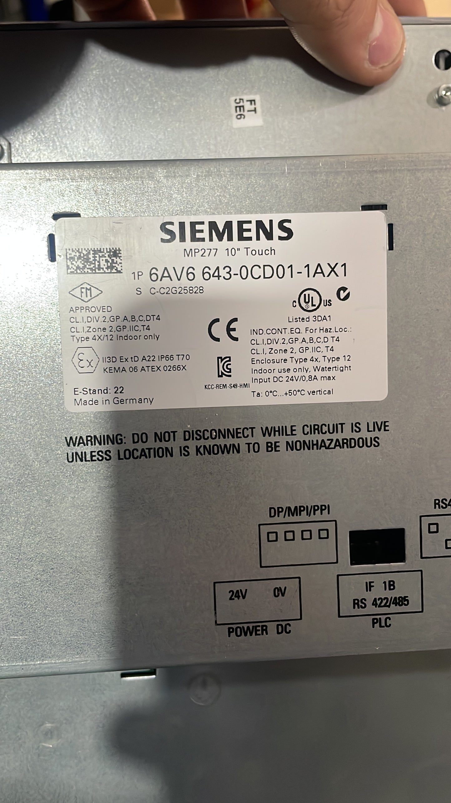 HMI SIEMENS MP277 10”
