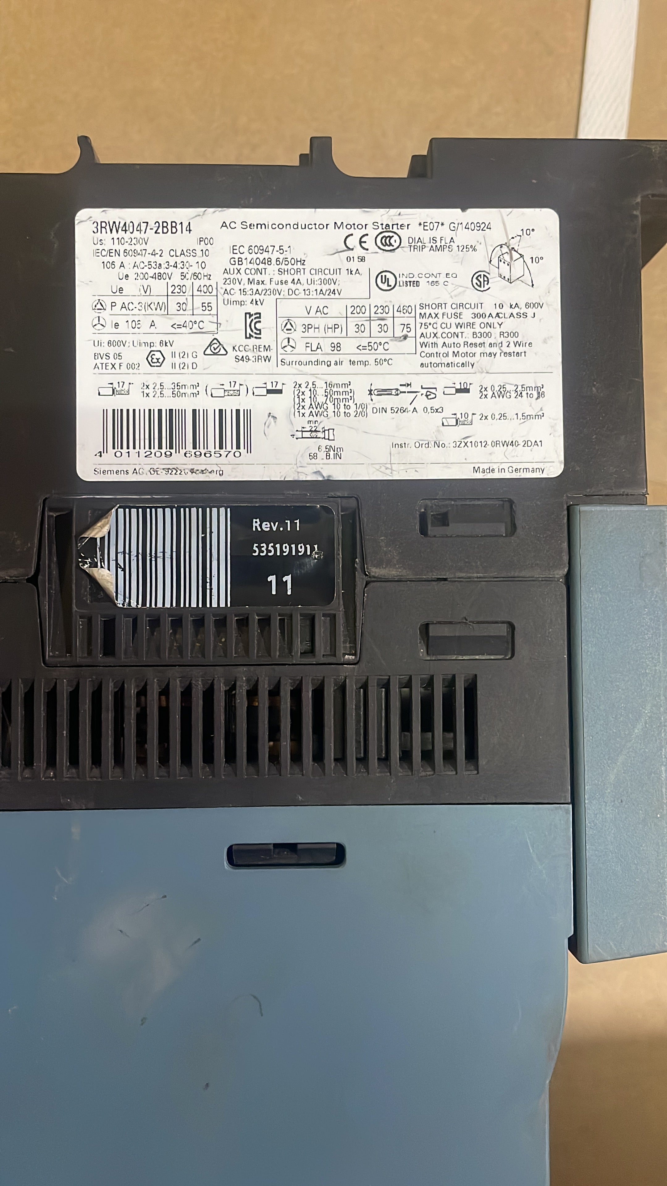 Siemens soft-starter 55kw